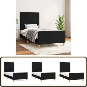 vidaXL Bedframe - 100x200 cm - Zwart Stof - Zonder Matras Bed Frame - Boxspring - Tweepersoonsbed - Zwarte Bedbank - Modern Bed