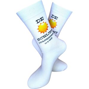 De zon schijnt van binnen - Zomer - Turkije - Smiley - Vakantie - Blij - Valentijns cadeau - Sokken met tekst - Witte sokken - Cadeau voor vrouw en man - Kado - Verjaardags cadeau voor hem en haar - Socks waar je Happy van wordt