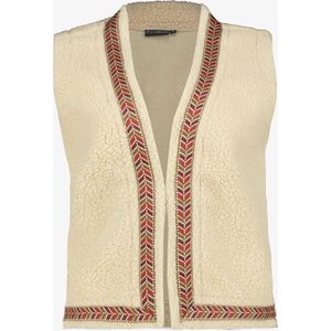 TwoDay dames teddy gilet met borduursels - Beige - Maat XS