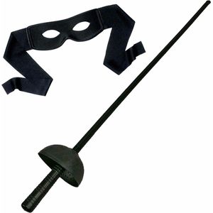 Atosa Zorro verkleed set - zwart masker met Sabel 60 cm