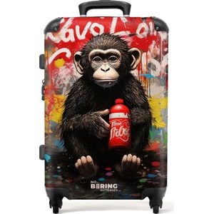 NoBoringSuitcases.com® - Koffer groot - Rolkoffer lichtgewicht - Chimpansee voor graffiti muur - Reiskoffer met 4 wielen - Grote trolley XL - 20 kg bagage