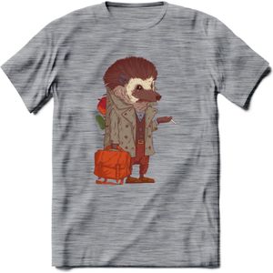 Casual egel T-Shirt Grappig | Dieren herfst Kleding Kado Heren / Dames | Animal Skateboard Cadeau shirt - Donker Grijs - Gemaleerd - M