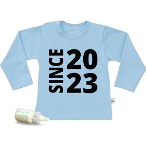 Baby t Shirt Since 2023 - Blauw - Lange mouw - Maat 86/92