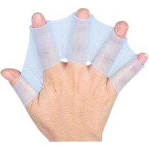 1 paar unisex kikker type siliconen gordels, zwemmen handvinnen flippers palm vinger zwemvliezen handschoenen-peddel watersport [wit/s]