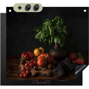 KitchenYeah® Inductie beschermer 58.3x51.3 cm - Stilleven - Basilicum - Groente - Kookplaataccessoires - Afdekplaat voor kookplaat & Spatscherm achterwand - Inductiebeschermer - Inductiemat - Inductieplaat mat - Keuken decoratie