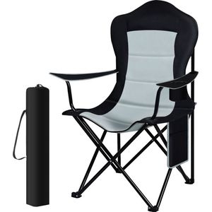 Opvouwbare campingstoel - lichtgewicht & stevig - outdoor tuinstoel/kampeerstoel - modern grijs/zwart