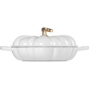 Le Creuset - Braadpan - Campagnard 28 cm - ""Pompoen"" - in Geëmailleerd Gietijzer - Wit