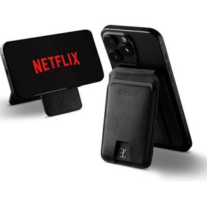 Elysian - Magnetische Kaarthouder Geschikt voor MagSafe - Pasjeshouder Voor 5 Pasjes - MagSafe Wallet Zwart - Premium leer - RFID - Luxe cadeauverpakking - Geschikt Voor iPhone 12/13/14/15/16