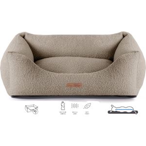 Dog's Lifestyle Orthopedische hondenmand Boucle Taupe S 65cm -Ook in M, L en XL - Wasbare hoes