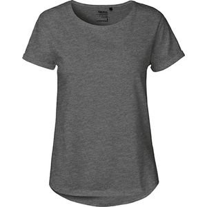 Dames Roll Up Sleeve T-Shirt met ronde hals Dark Heather - XS