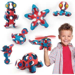 Clixo Crew 30 stuks set (flamingo/turquoise)- flexibel magnetisch speelgoed– combinatie van origami en bouwspeelgoed-montessori speelgoed- educatief speelgoed- speelgoed 4,5,6,7,8 jaar jongens en meisjes