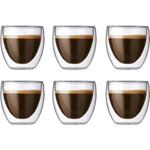 Exitoso Dubbelwandige Latte Macchiato Glazen Set Van 6 | 80 Ml Met Handvat