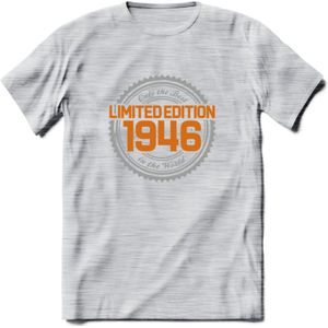 1946 Limited Edition Ring T-Shirt | Zilver - Goud | Grappig Verjaardag en Feest Cadeau Shirt | Dames - Heren - Unisex | Tshirt Kleding Kado | - Licht Grijs - Gemaleerd - XL