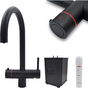Watura - Exclusief met 3 jaar garantie - 4 in 1 - Koud, warm, gefilterd & kokend water kraan - RVS Mat Zwart (model C) - Boiler & filter - 360° draaibaar - Energiebesparend - 30 dagen bedenktijd - Beperkte voorraad!