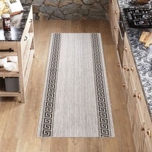 Tapiso Melissa Loper Laagpolig Lichtgrijs Vloerkleed Indoor Outdoor Maat- 70x800