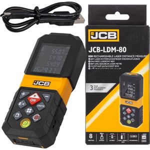JCB - Oplaadbaar Digitale Laser Afstandsmeter 80 m - Aanpasbare meetreferentie - Oplaadbaar Lasermeter - USB-C