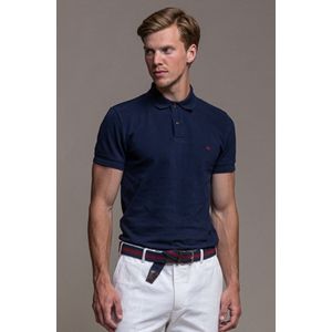 Laurent Vergne - Heren - Polo - Donkerblauw - 100% Katoen - maat S - Slim fit