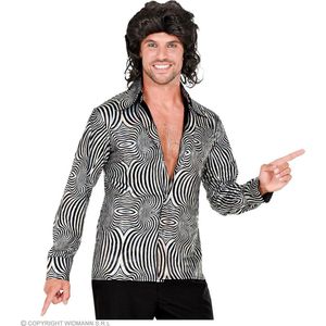 Widmann - Jaren 80 & 90 Kostuum - 70s Verblindend Schitterend Disco Shirt Zilver Man - Zilver - XXL - Carnavalskleding - Verkleedkleding