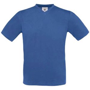 T-shirt Unisex S B&C V-hals Korte mouw Royal Blue 100% Katoen