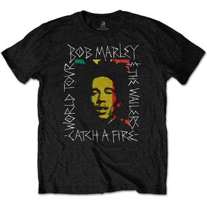 Bob Marley - Rasta Scratch Heren T-shirt - L - Zwart