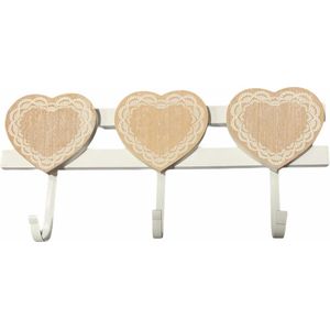 Hartjes kapstok met 3 haakjes white wash
