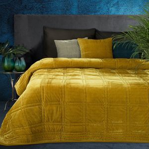 Oneiro’s luxe KRISTIN Type 2 Beddensprei oker - 220x240 cm – bedsprei 2 persoons - beige – beddengoed – slaapkamer – spreien – dekens – wonen – slapen