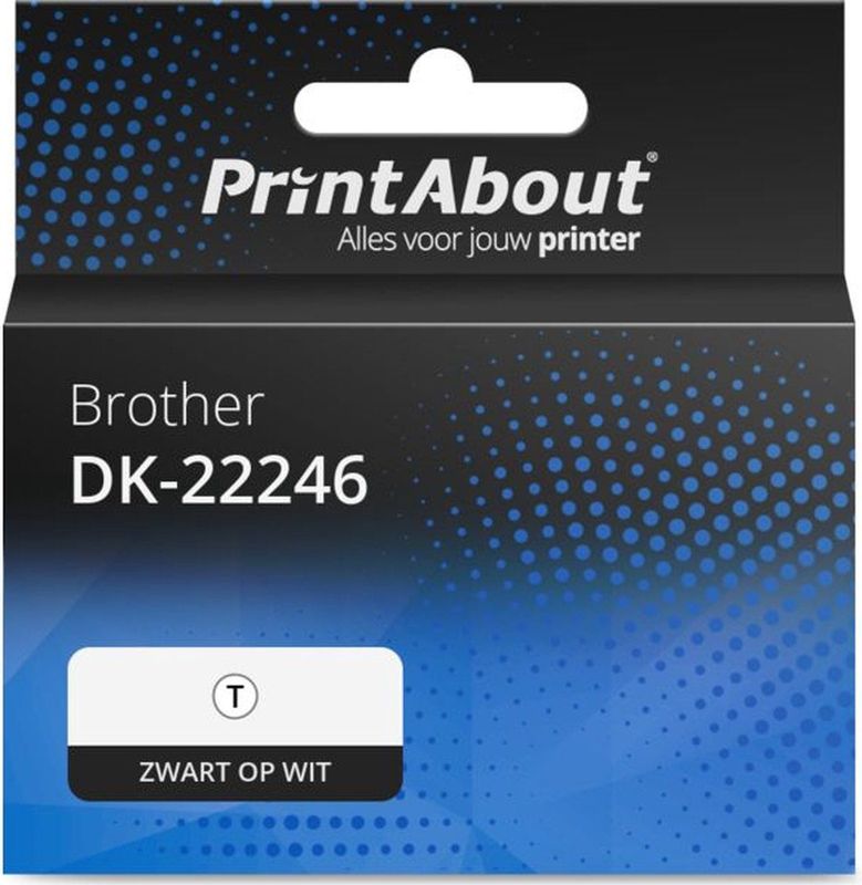 PrintAbout - Brother DK-22246 Etiket - Zwart op Wit - 103 mm