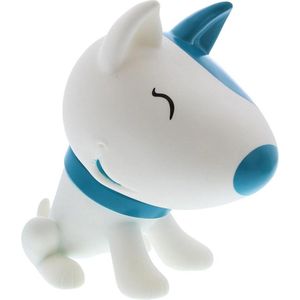 Spaarpot Hondje Pitty - Blauw (Cyaan) - 17cm hoog - Geboorte - Doop - Communie - Uitdeelgeschenkje