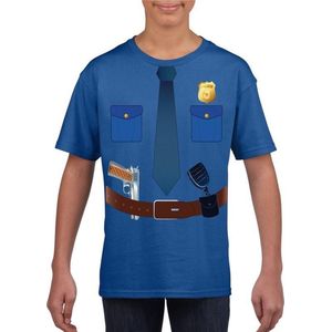 Politie uniform kostuum blauw shirt voor kinderen - Hulpdiensten verkleedkleding 110/116