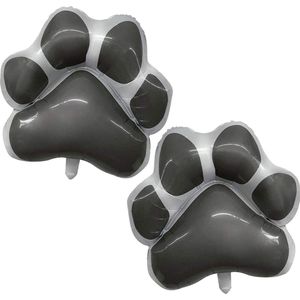 2 Honden folie ballonnen  Paws zwart wit - hond - ballon - huisdier - honden poot