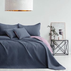 Dubbelzijdige Sprei 240 x 260 cm in Antraciet en Lila - Ultrasoon Stiksel