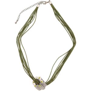 Behave Ketting groen met bloem hanger en steentjes 40 cm