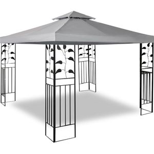 Vervangend dak, paviljoen, 3 x 3 m, waterdicht, reservedaken voor paviljoenen, uv-bescherming, paviljoenafdekking, feesttent, overkapping, dubbellaags dak, grijs