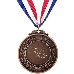 Akyol - paard medaille bronskleuring - Paarden - paarden liefhebber - gegraveerde sleutelhanger - paarden speelgoed meisjes en jongens - paarden spullen - gepersonaliseerd - sleutelhanger met naam