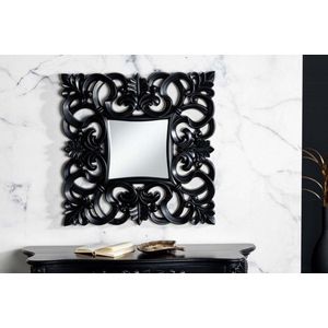 Elegante wandspiegel VENICE 75x75cm zwart mat antiek barokstijl - 42331