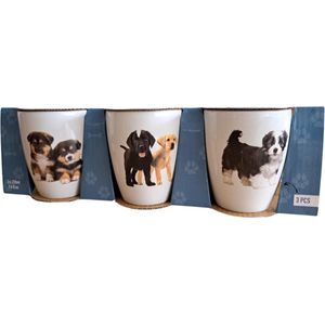 Excellent Warehouse - Mokken - met honden afbeelding - 3 stuks - 220ml