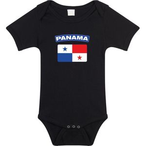 Panama baby rompertje met vlag zwart jongens en meisjes - Kraamcadeau - Babykleding - Panama landen romper 56