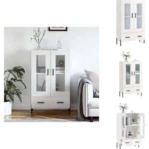 vidaXL Hoge Kast - Hoge Kasten - Dressoir - Kast - Hoge kast 69,5x31x115 cm bewerkt hout hoogglans wit
