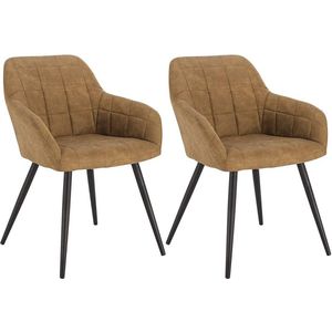 Rootz Set van 2 eetkamerstoelen - Ergonomische stoelen - Comfortabele zit - Stoffen bekleding, Metalen poten - Antislip, Vloerbescherming - 49 cm x 43 cm x 81 cm