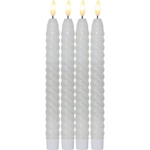 Star Trading LED-kaarsen met timerfunctie | LED-kaarsen wit | LED-kaarsen flikkerende vlam | LED-kaars met timer | Kaarsen decoratie | gedraaide kandelaars | Kaarsen Set van 4 | Decoratieve kaarsen | Kaarsen LED