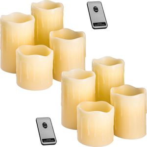 tectake -  2 sets van 4 led kaarsen met afstandsbediening - verschillende hoogtes - 402889
