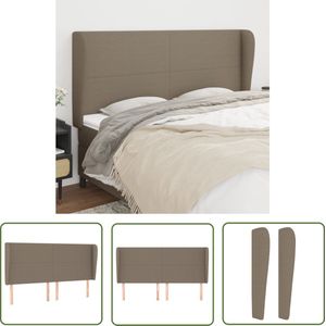 The Living Store Hoofdbord met randen 203x23x118/128 cm stof taupe - Hoofd Bord - Hoofdkussen - Beddecoratie - Slaapkamers - Taupes Kleur