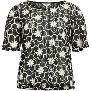 Object T-shirt Objcalla Re Top 138 23047023 Black/sandshell Dames Maat - 34