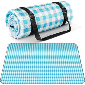 Picknickkleed stranddeken strandmat waterdicht met handvat outdoor stranddeken voor kamperen, picknicken, reizen 200x150cm blauw