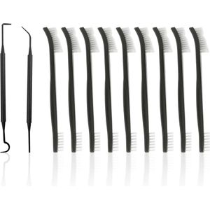 11 Piece Cleaning Brush Set - Double Sided Nylon Brush - Double-Sided Cleaning Hook - Grout Brush - Multi-Purpose Hard Brush - Suitable for Kitchen Bathroom Corner