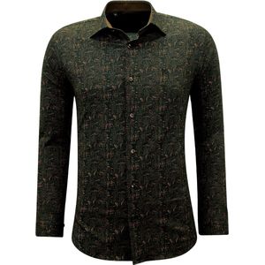 Mannen Overhemden Lange Mouw met Print Slim Fit- 3145 - Bruin