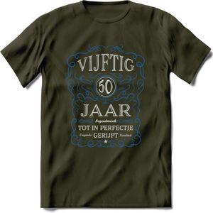 50 Jaar Legendarisch Gerijpt T-Shirt | Blauw - Grijs | Grappig Verjaardag en Feest Cadeau Shirt | Dames - Heren - Unisex | Tshirt Kleding Kado | - Leger Groen - S