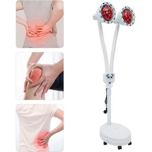 Dubbele Kop 550W Infrarood Warmtelamp Afstandsbediening 360°Draaibare Rood Licht Therapie Timer 5-60m Verlicht Spier- Gewrichtspijn Fibromyalgie Pijnverlichting Ontspannen Gezichtsbehandeling Huidproblemen Acné Psoriasis Eczeem Bloedcirculatie 0-115°