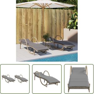 The Living Store Ligbed Tuinmeubelen - 60 x 199 x 42 cm Beige PE Rattan - Verstelbare Rugleuning