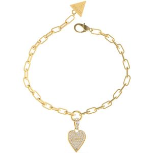 GUESS Armband Love Me Tender Pave Heart Paperlink Bracelet Silver Zilverkleurig